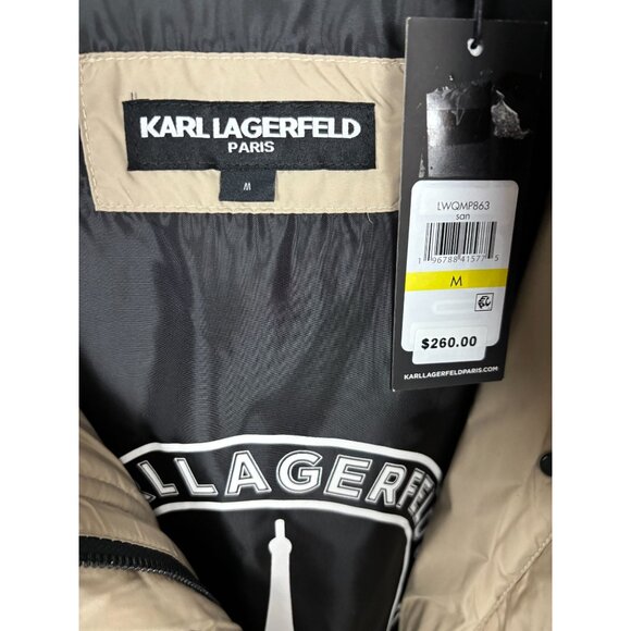 Karl Lagerfeld Paris Women's Hooded Quilted Anorak Coat Medium Sand (Beige) NWTs - Picture 6 of 8